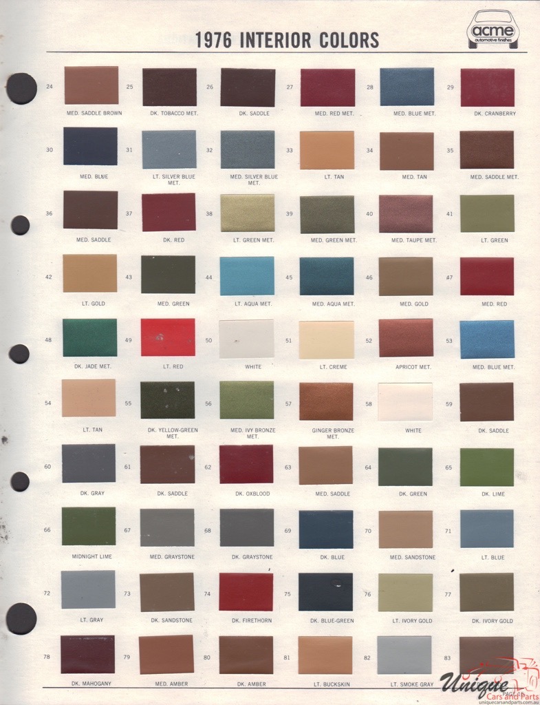 1976 Ford Paint Charts Acme 5